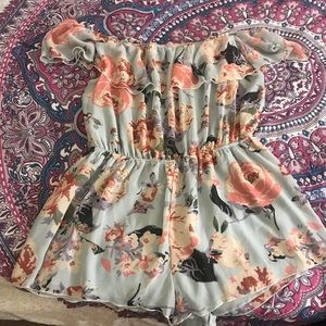 Off the shoulder floral romper, Charlotte Russe